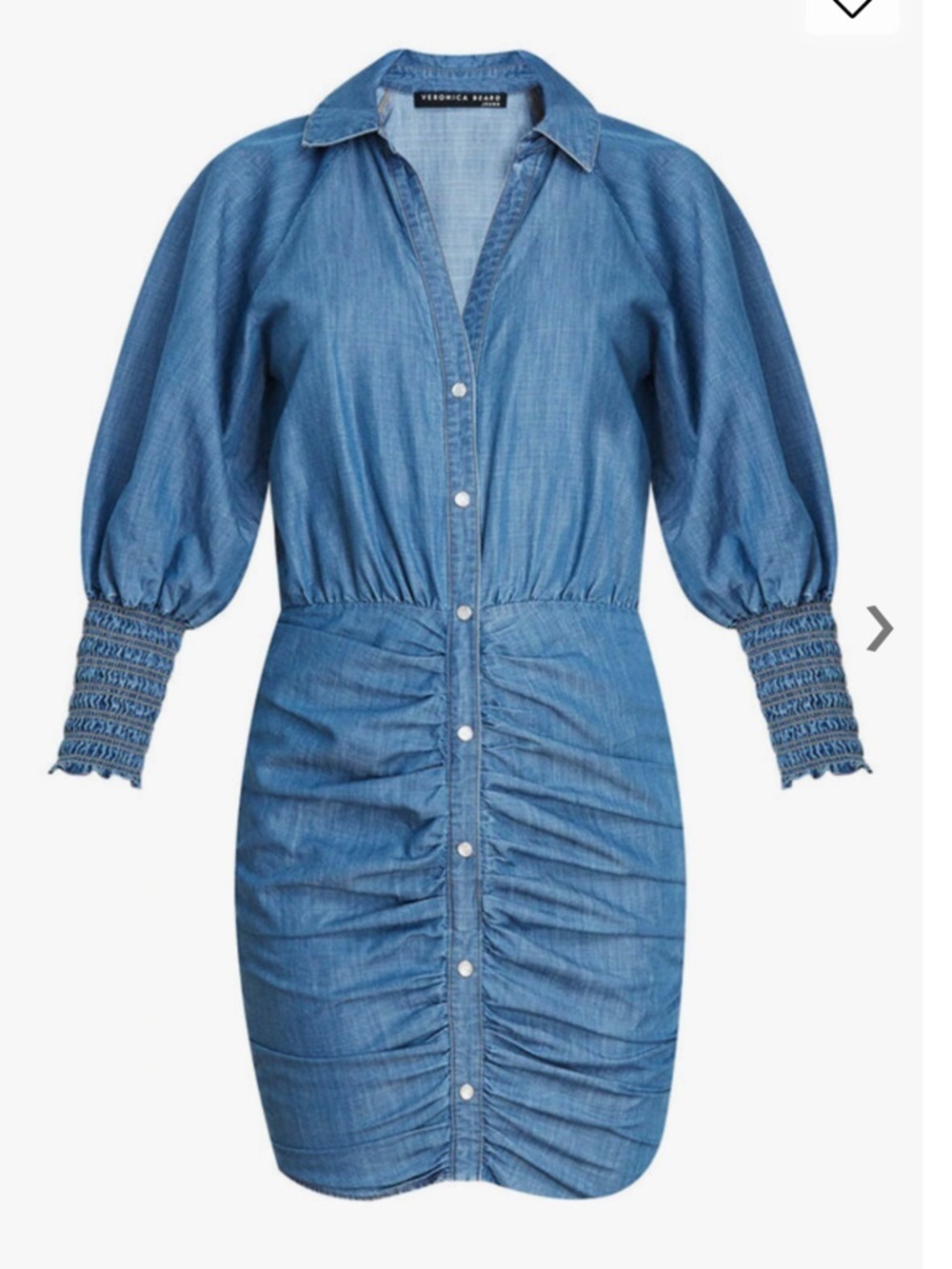 Veronica Beard Allie Chambray Ruched Front Dress Vale Blue Size 6